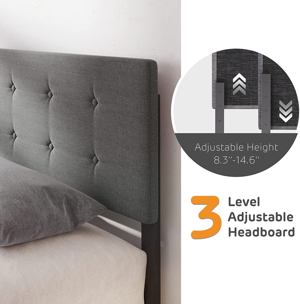 Platform Bed Frame with Headboard and 4 Drawers Storage F8483
