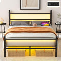 Black Metal Full Size Bed Frame with Headboard and Footboard N215