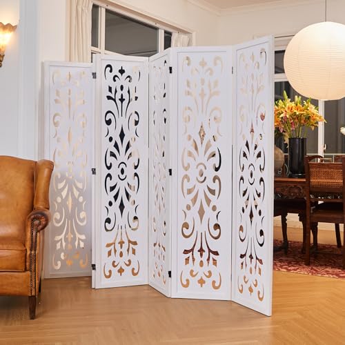 5.6Ft Folding Wood Room Divider 6 Panels W53555