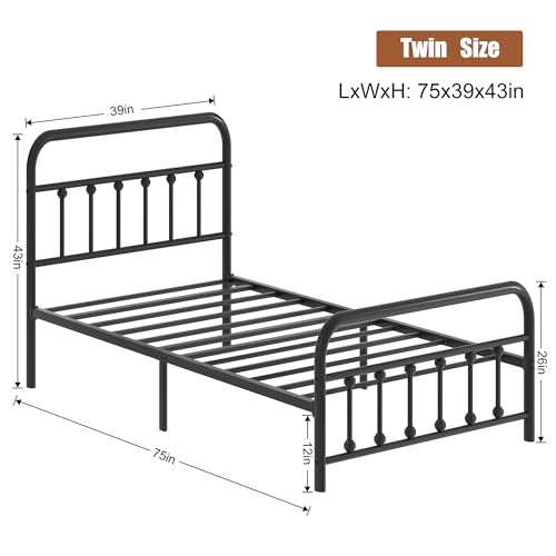 Full Size Metal Bed Frame with Headboard and Footboard Y235410