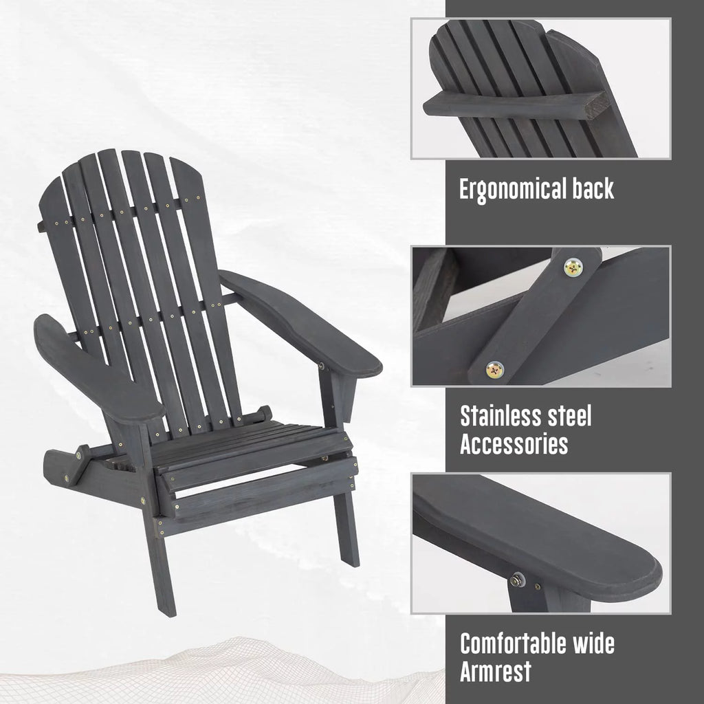 Folding Adirondack Chair Set of 2 Grey L21551