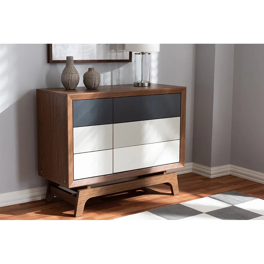 Multicolor Wood 6-Drawer Chest O657