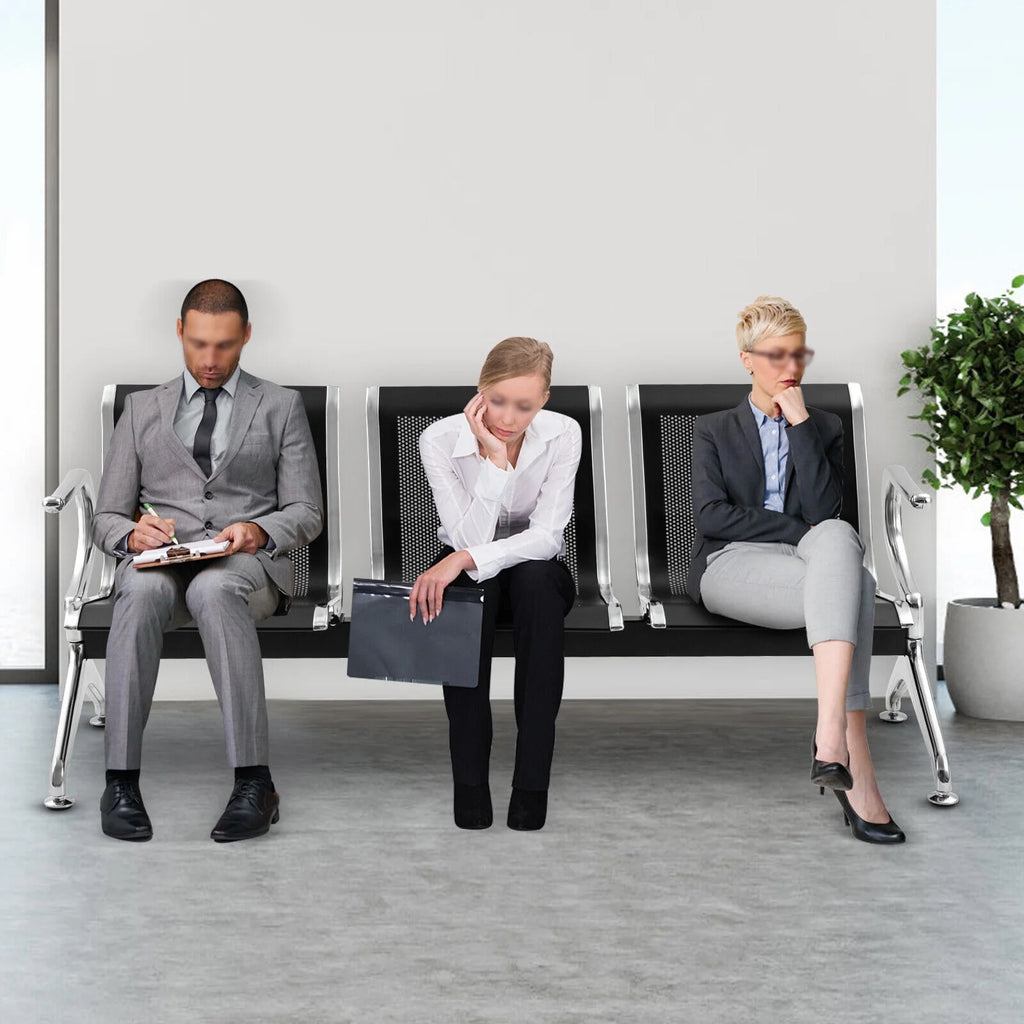 Black 3-Seat Waiting Room Chair with Arms L6919