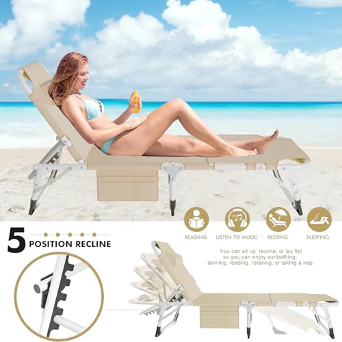 4-in-1 Folding Heavy Duty Chaise with 500LB Load Capacity R907319