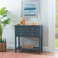 Antique Navy 4 Drawer Console Table with Shelf X133