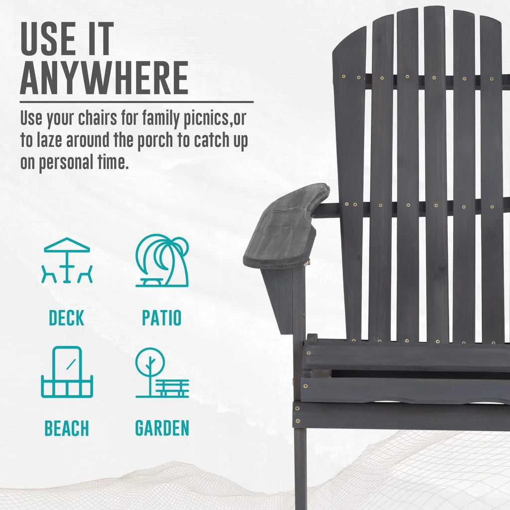 Folding Adirondack Chair Set of 2 Grey L21551