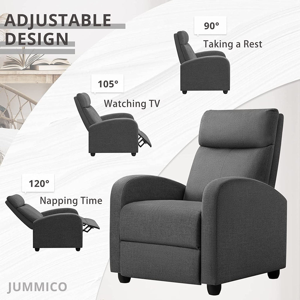 Light-Blue Fabric Recliner Chair B509