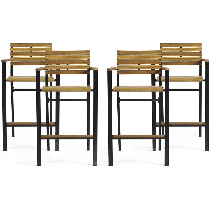 Acacia Wood Barstool Set of 4 U432476
