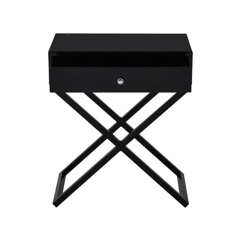 Black Wooden Nightstand with Drawer Q2817