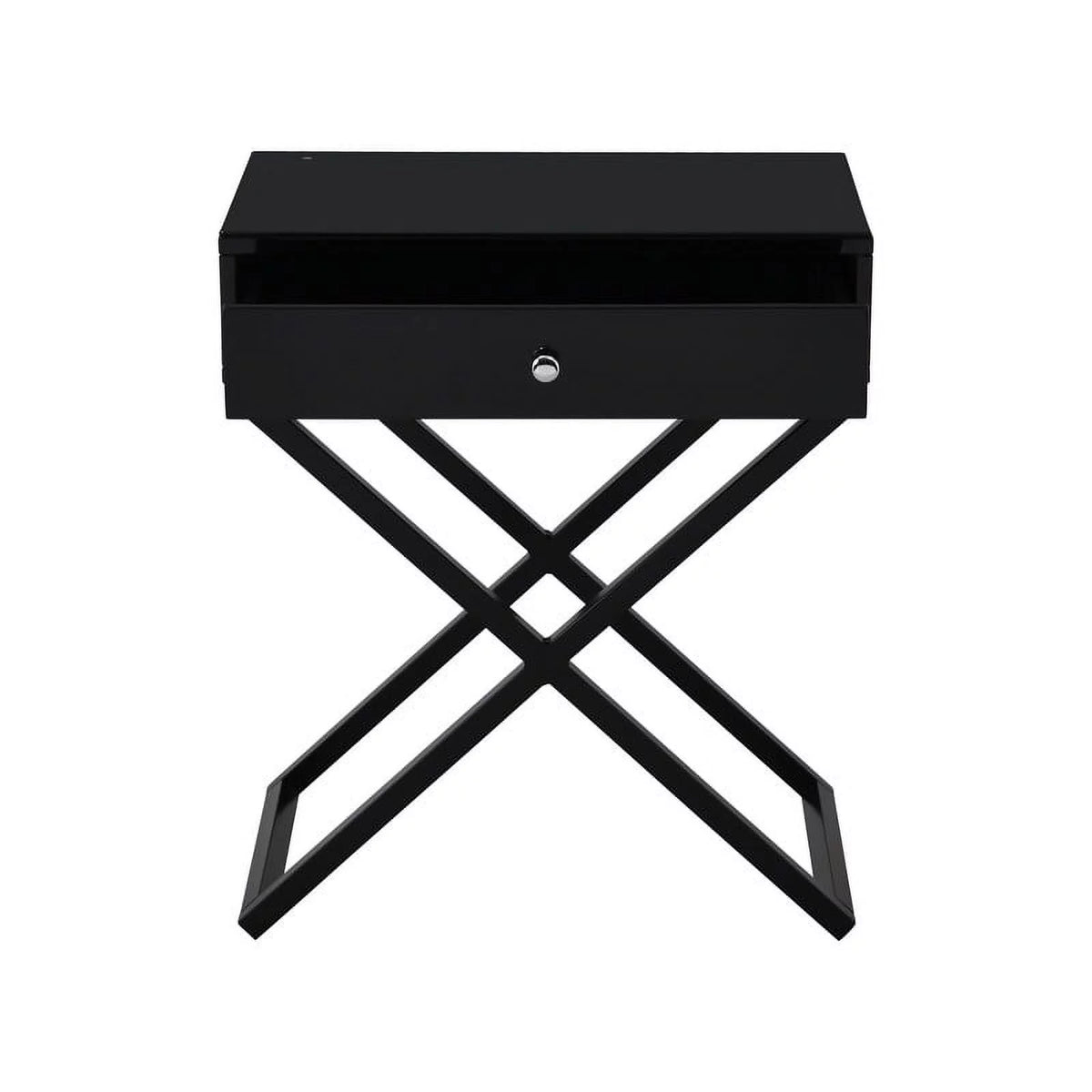 Black Wooden Nightstand with Drawer Q2817