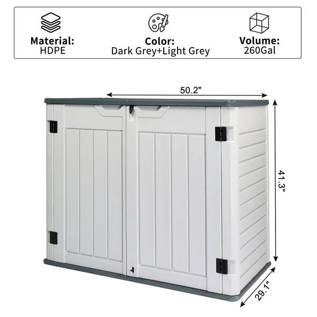 260 Gallon Waterproof Lockable Off-White Outdoor Storage Deck Box X811