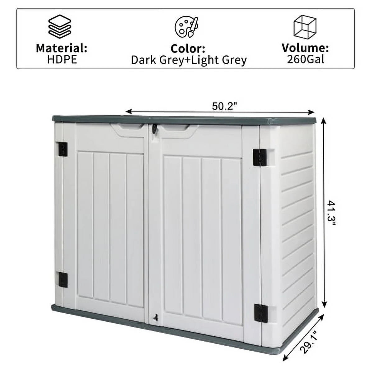 260 Gallon Waterproof Lockable Off-White Outdoor Storage Deck Box X811
