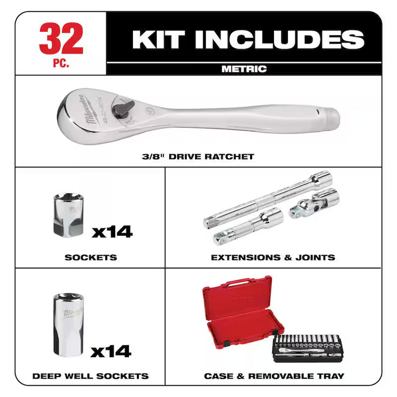 SAE/Metric Ratchet and Socket Mechanics Tool Set 60-Piece K385