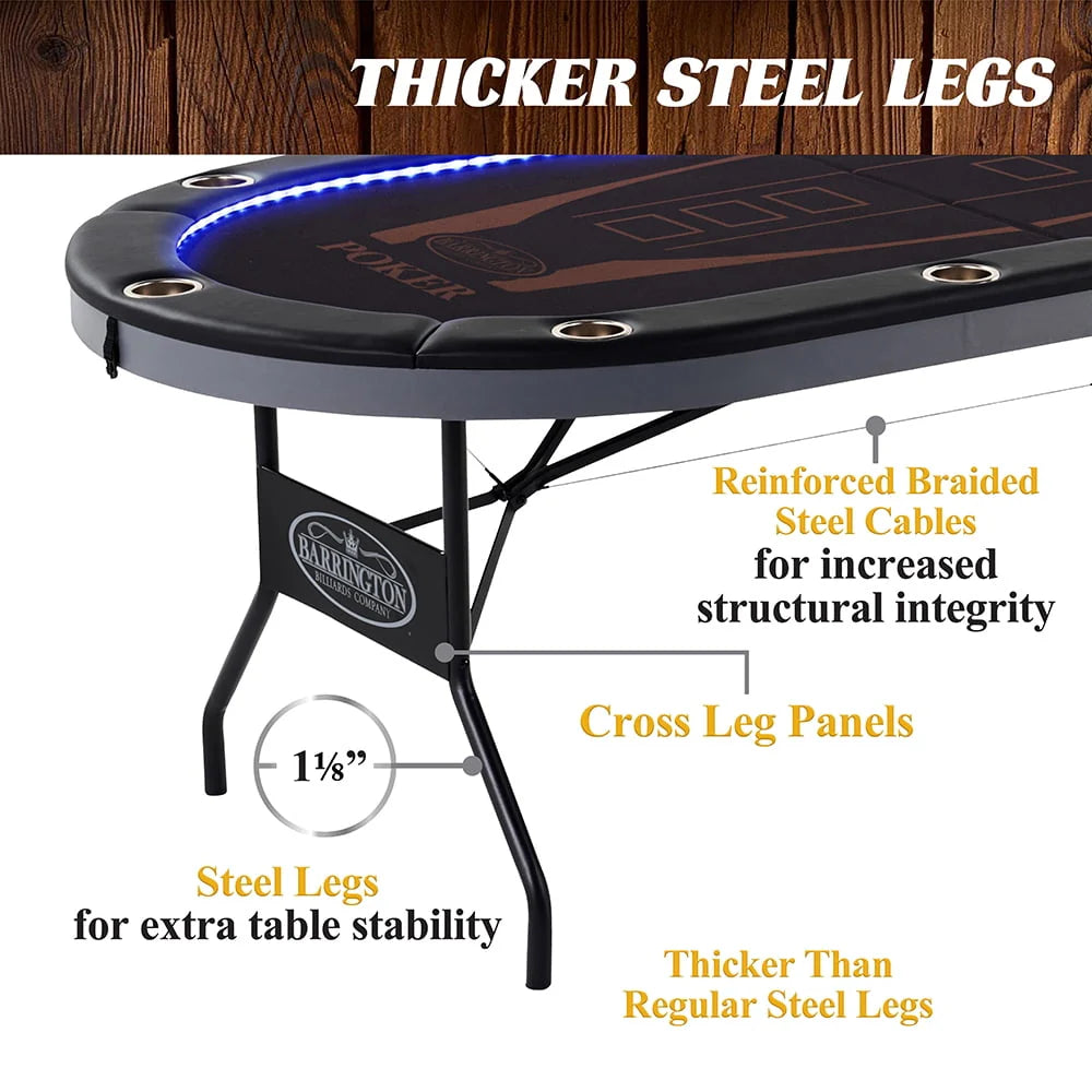 10-Player Poker Table with LED Lights C2583