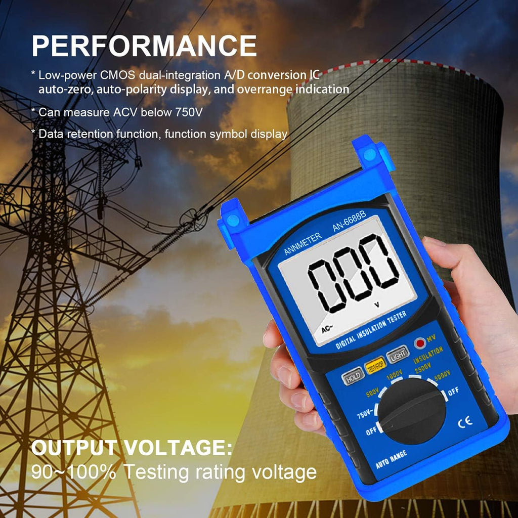 Digital Insulation Resistance Tester 5000V 200G ohms Auto Ranging Voltmeter D807389