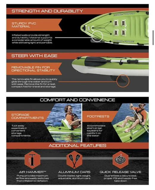 Inflatable Fishing Kayak with Pump and Paddle I542