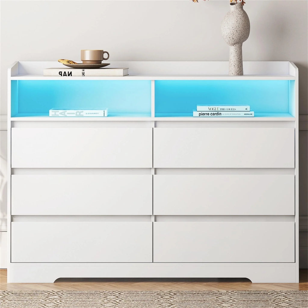 White 6 Drawer Dresser M5657