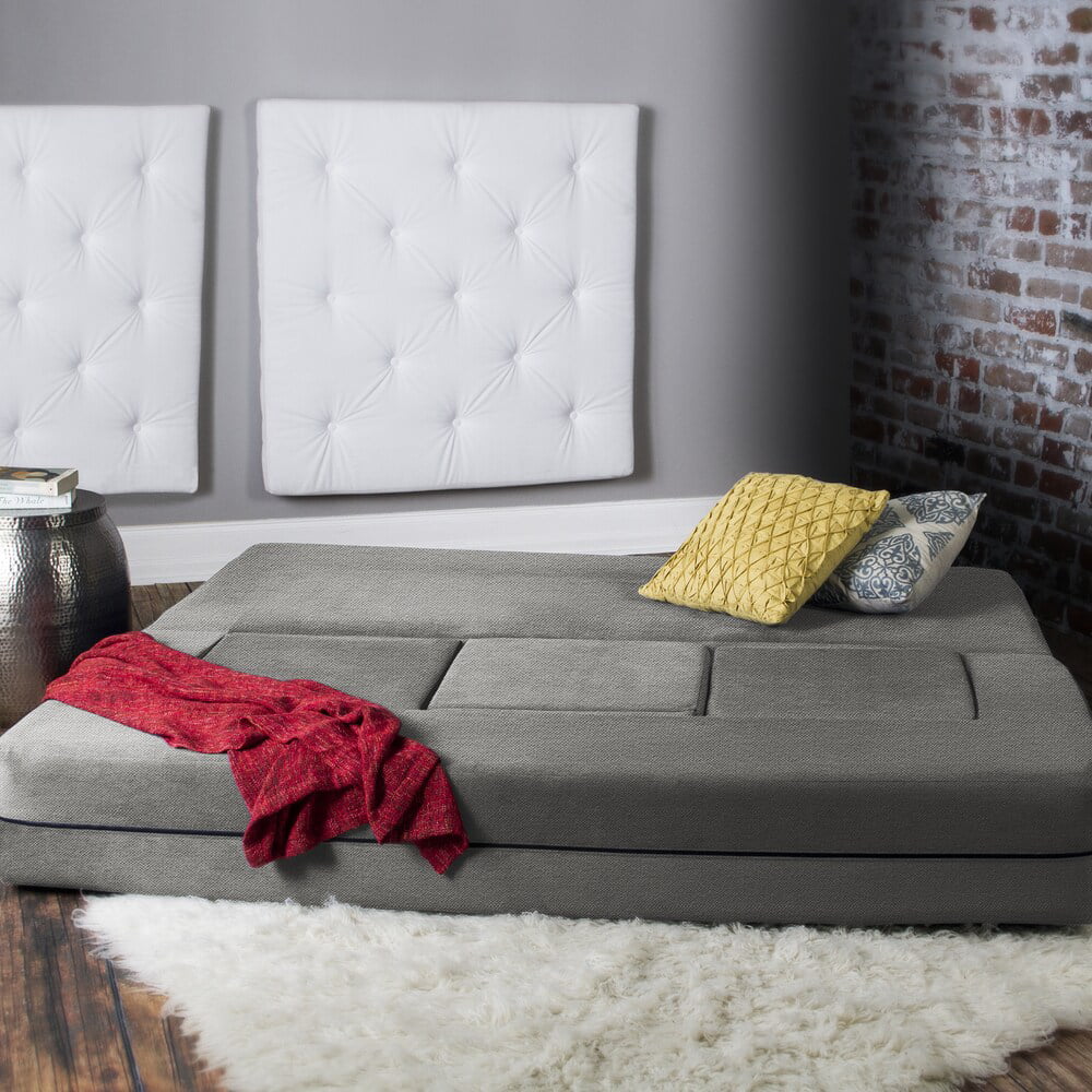 California King Convertible Sleeper Sofa and Ottomans Dove Grey Foam Polyester E44826
