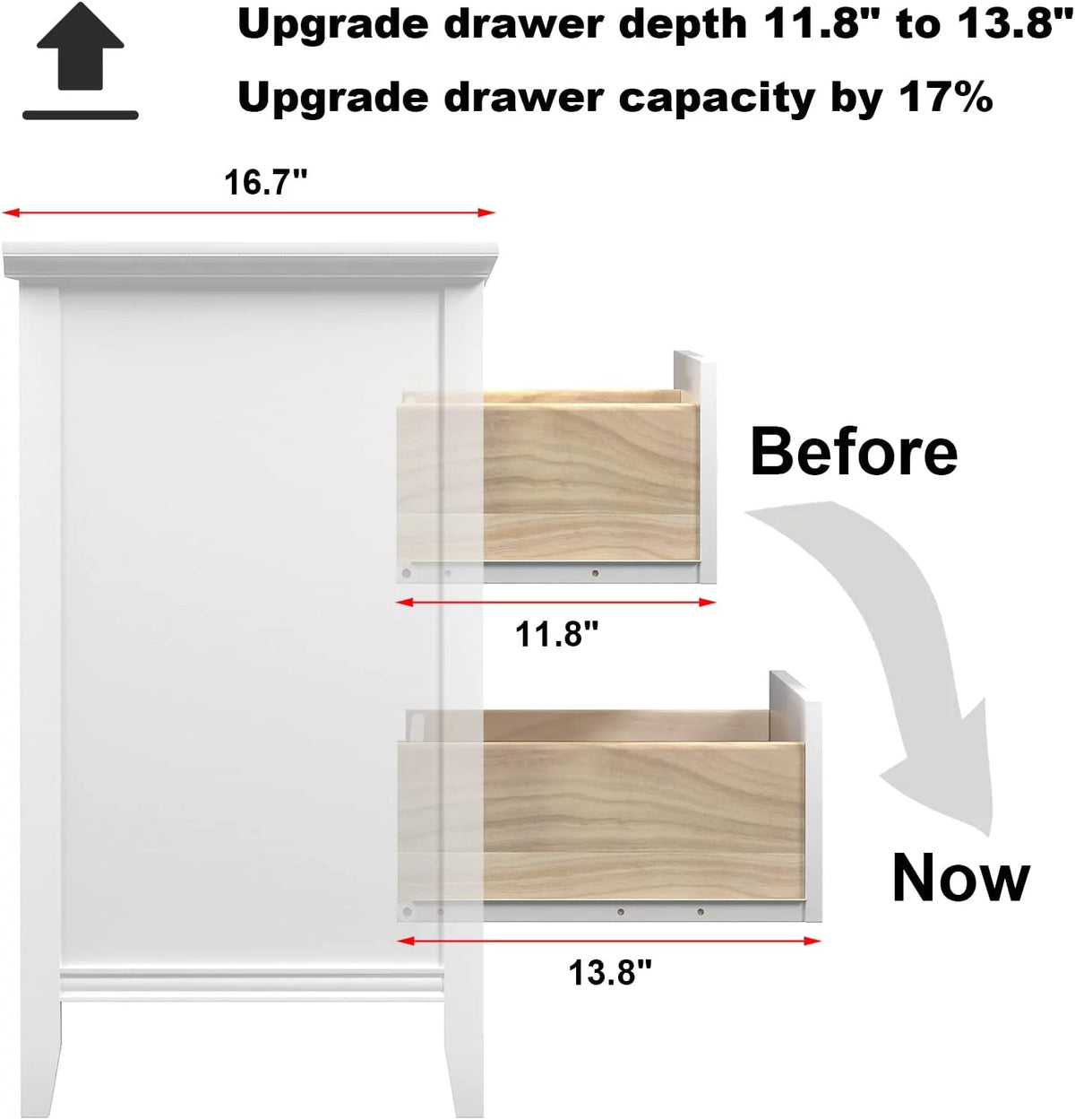 6 Drawer Double Dresser 55 inch Solid Wood White Q337476