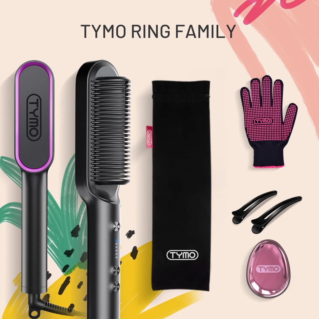 Black Hair Straightener Brush with Built-in Comb H45824