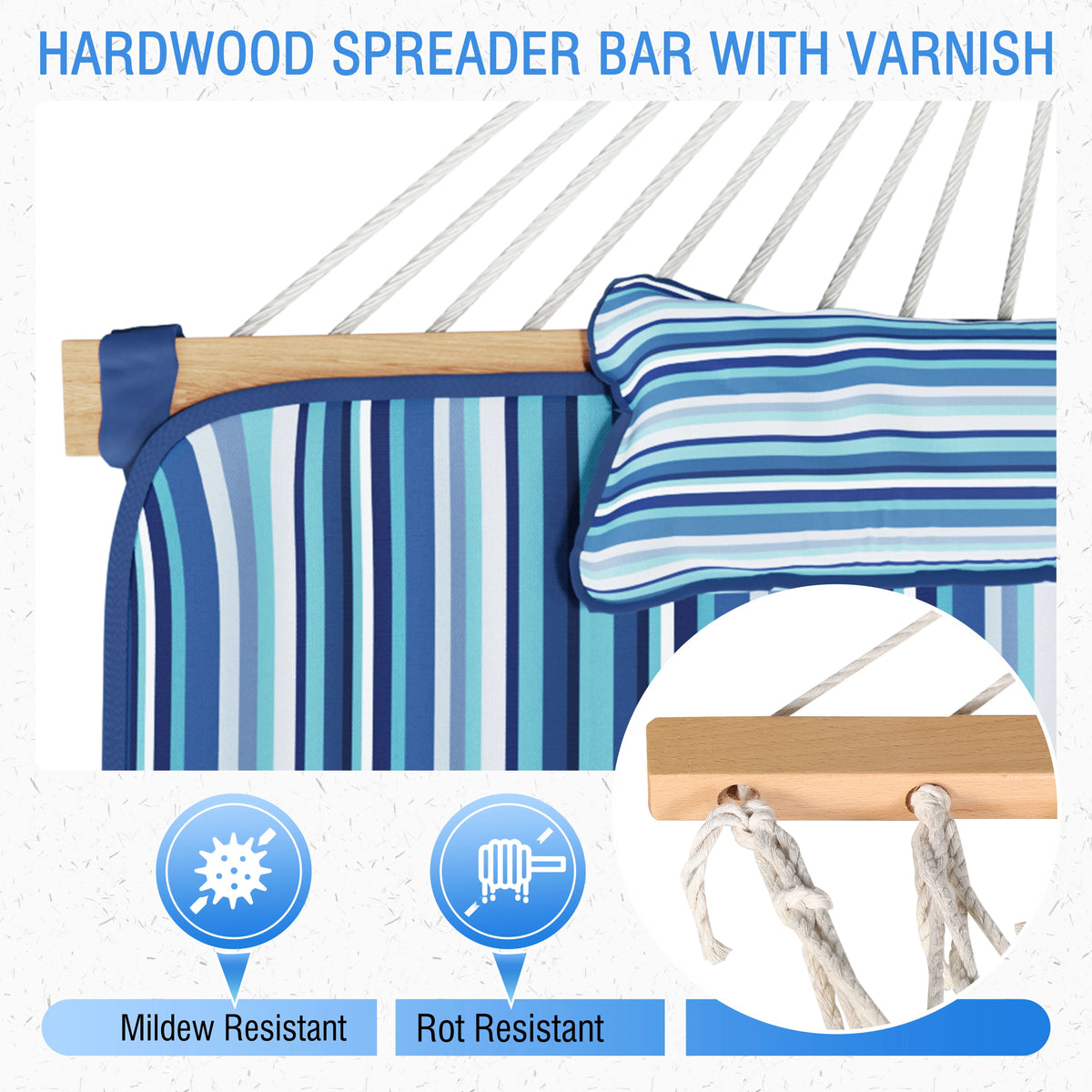 2-Person Hanging Hammock with Steel Stand, Cotton Pad & Pillow, 450lbs Capacity, White H90653