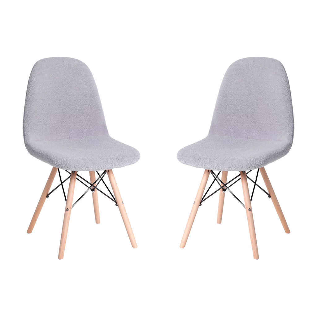 Set of 2 Gray Faux Shearling Accent Chair G809