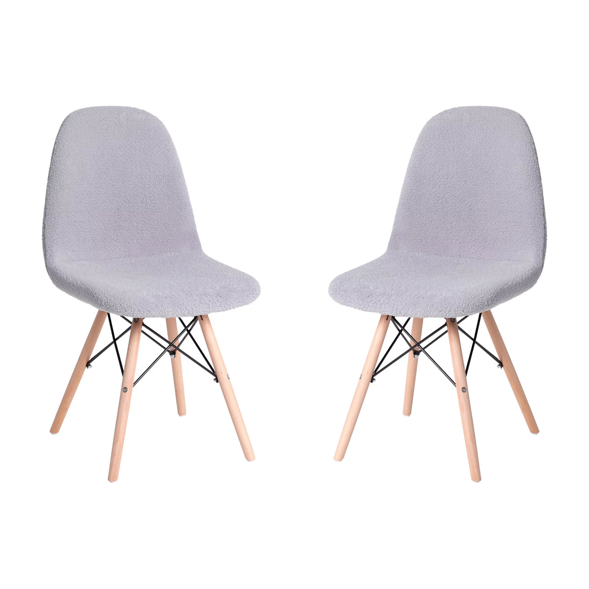 Set of 2 Gray Faux Shearling Accent Chair G809