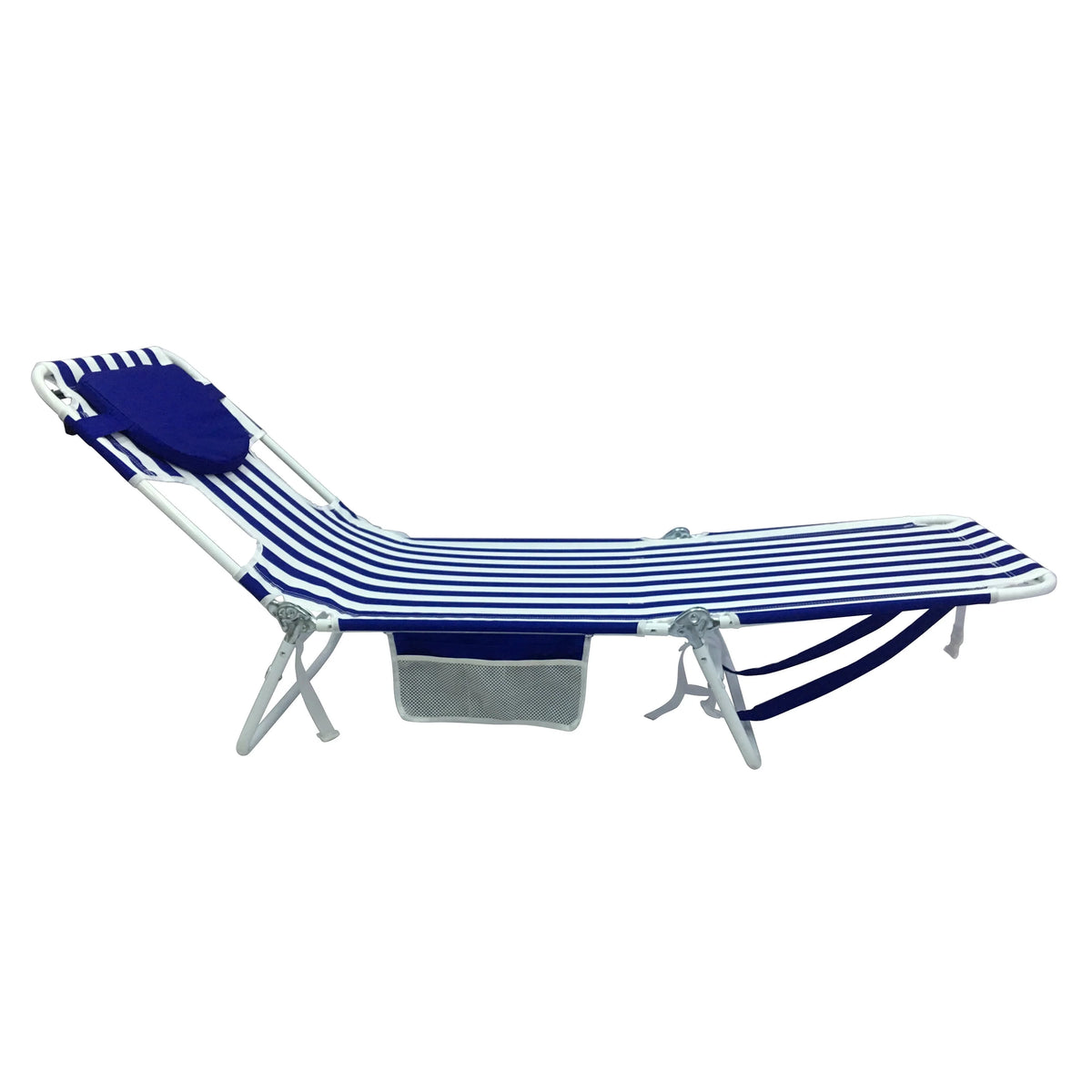 Blue & White Stripe Folding Beach Lounger 2-Pack B795