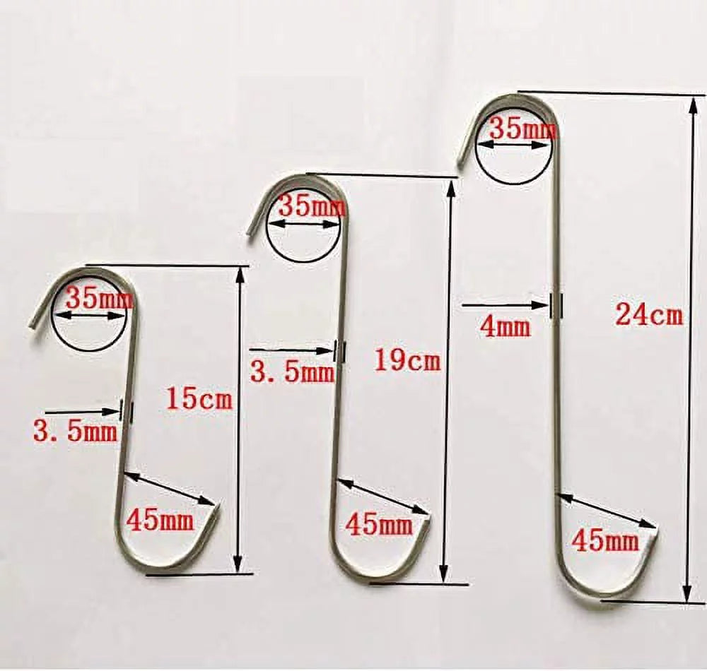 7.5" Stainless Steel S-Hook Meat Hooks 6 Pack C1880