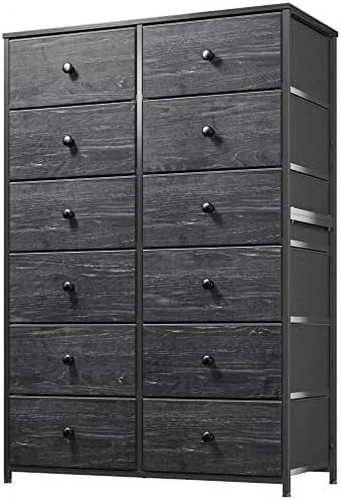 12 Drawer Dresser with Wooden Top & Metal Frame P7652