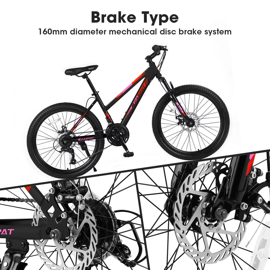 Pink 26 inch 21 Speed Dual Disc Brake Mountain Bike U7356