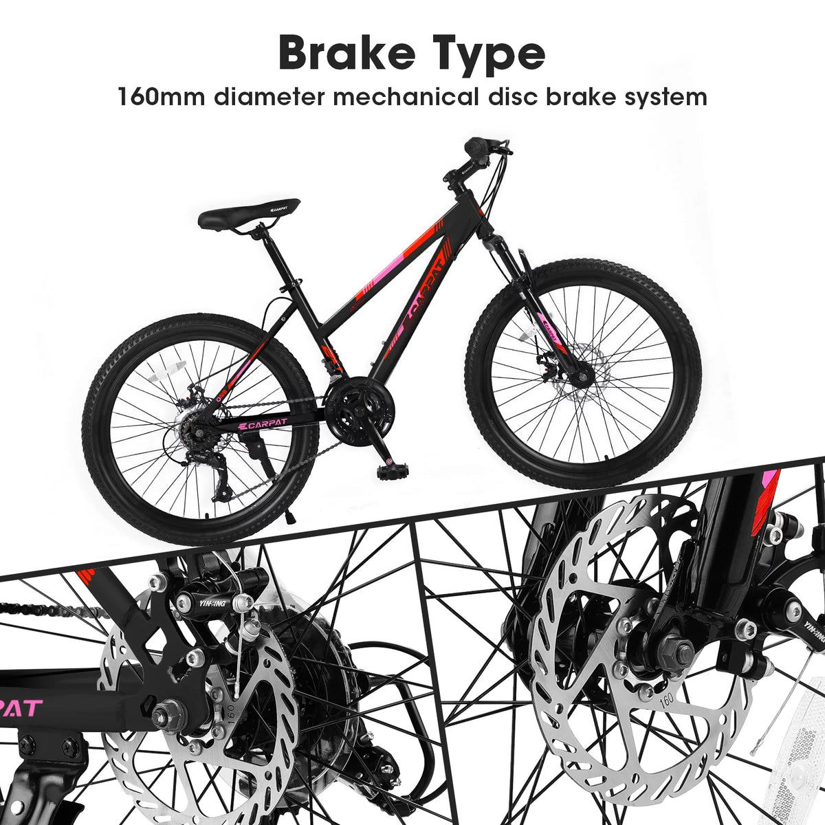 Pink 26 inch 21 Speed Dual Disc Brake Mountain Bike U7356