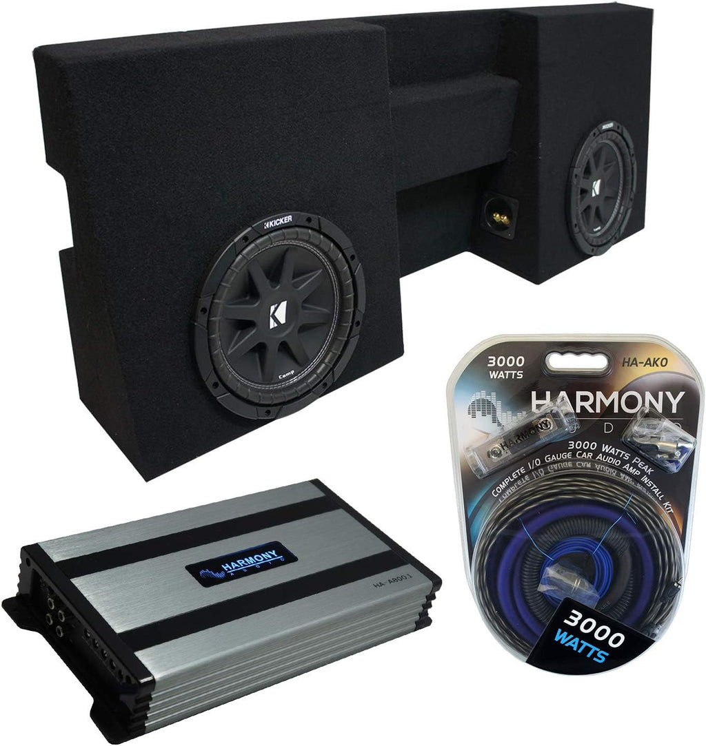 Compatible with 2005-UP Toyota Tacoma Double Cab Truck Dual 10 Sub Box Enclosure & Amp B715