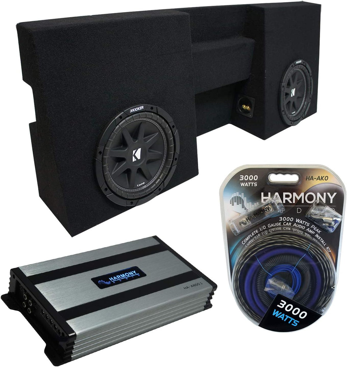 Compatible with 2005-UP Toyota Tacoma Double Cab Truck Dual 10 Sub Box Enclosure & Amp B715