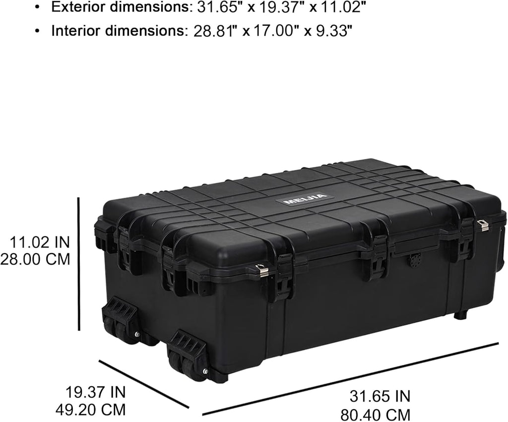 Portable Rolling Waterproof Hard Case with Wheels and Retractable Pull Handle, Black Y313