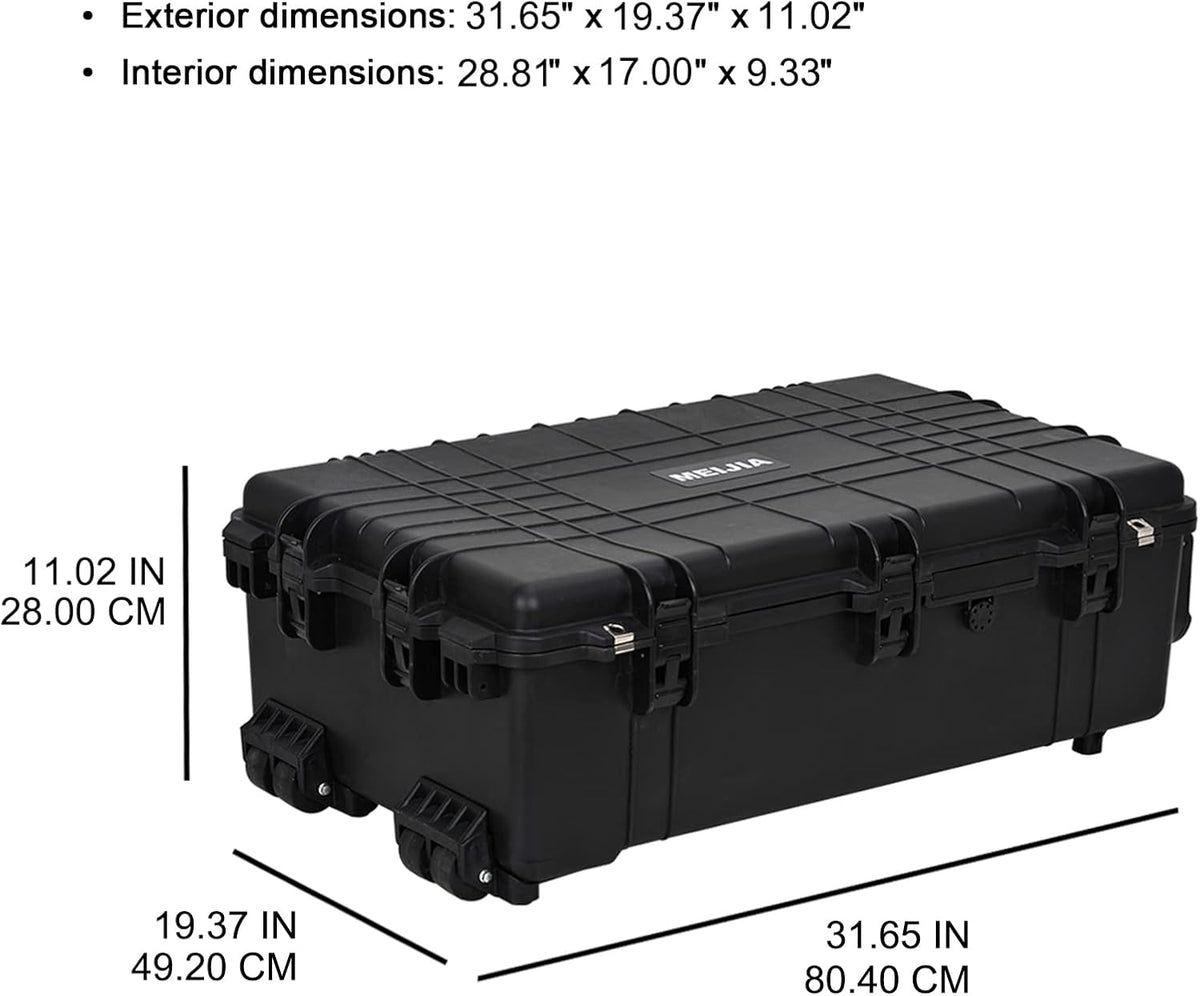 Portable Rolling Waterproof Hard Case with Wheels and Retractable Pull Handle, Black Y313