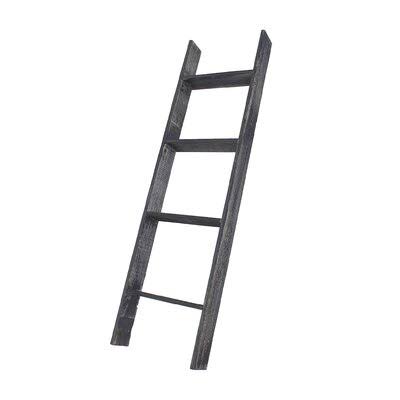 Black 4 Shelf Wood Ladder Bookcase R615654