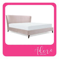 King Size Blush Pink Upholstered Platform Bed C439317