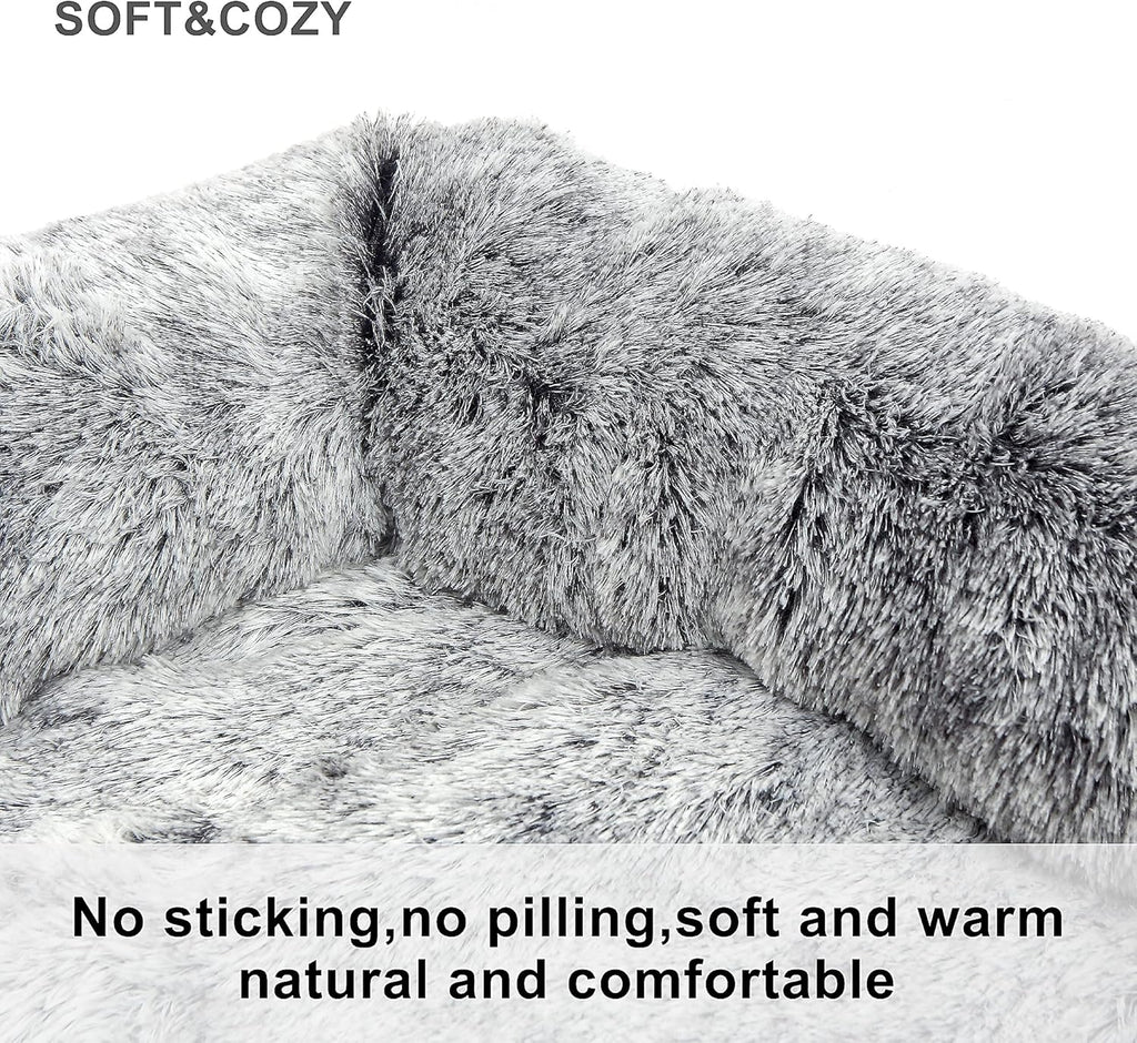 Fluffy Plush Dog Bed with Removable Washable Cover Pack of 2 X136532