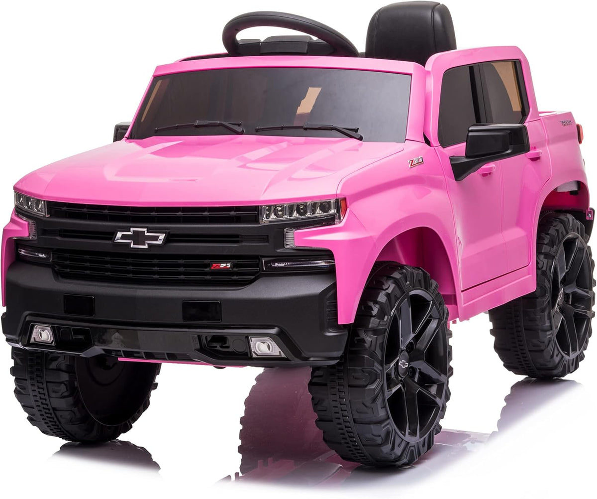 12V Battery Powered Ride On Truck Car with Remote Control, MP3/Bluetooth, LED Lights - Pink Q449791