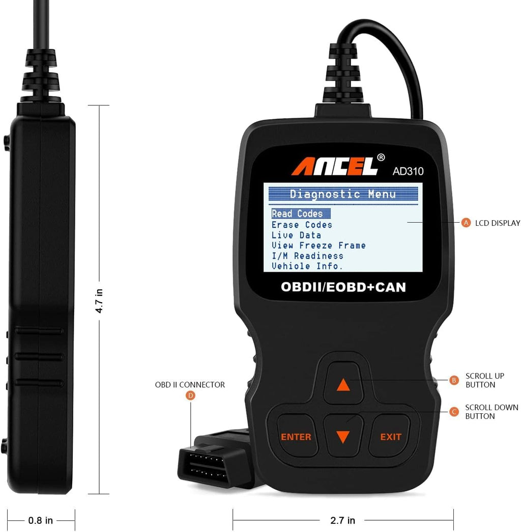 OBD II Scanner Car Engine Fault Code Reader Black Pack of 2 A555