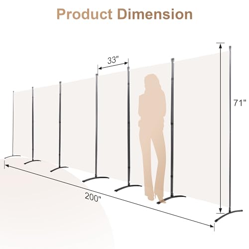 Black 6 Panel 6 ft Folding Room Divider R67721
