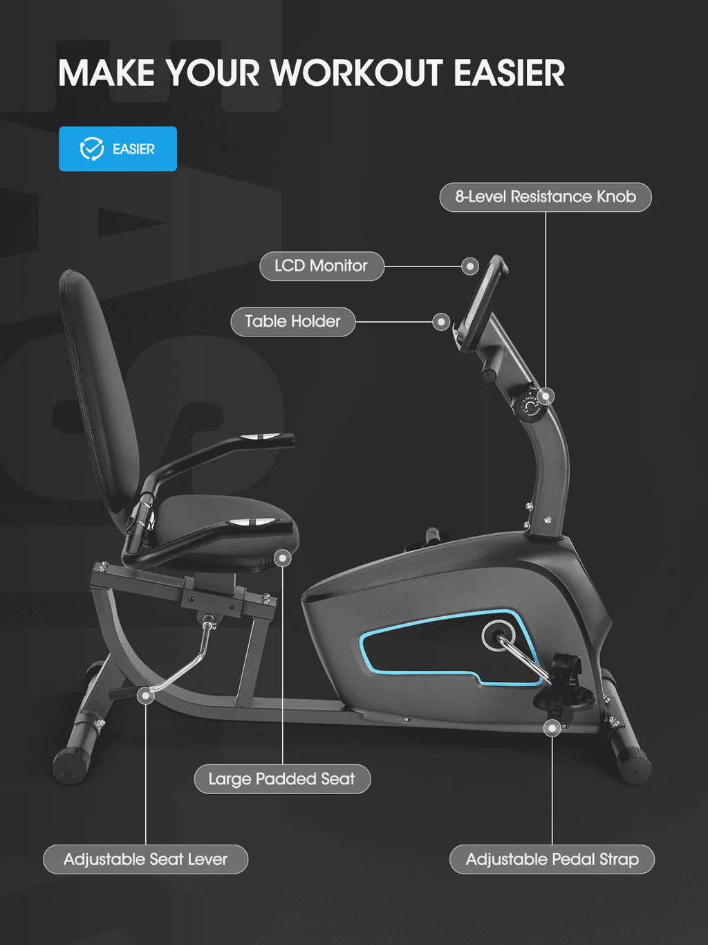 Recumbent Exercise Bike with Tablet Holder N888263