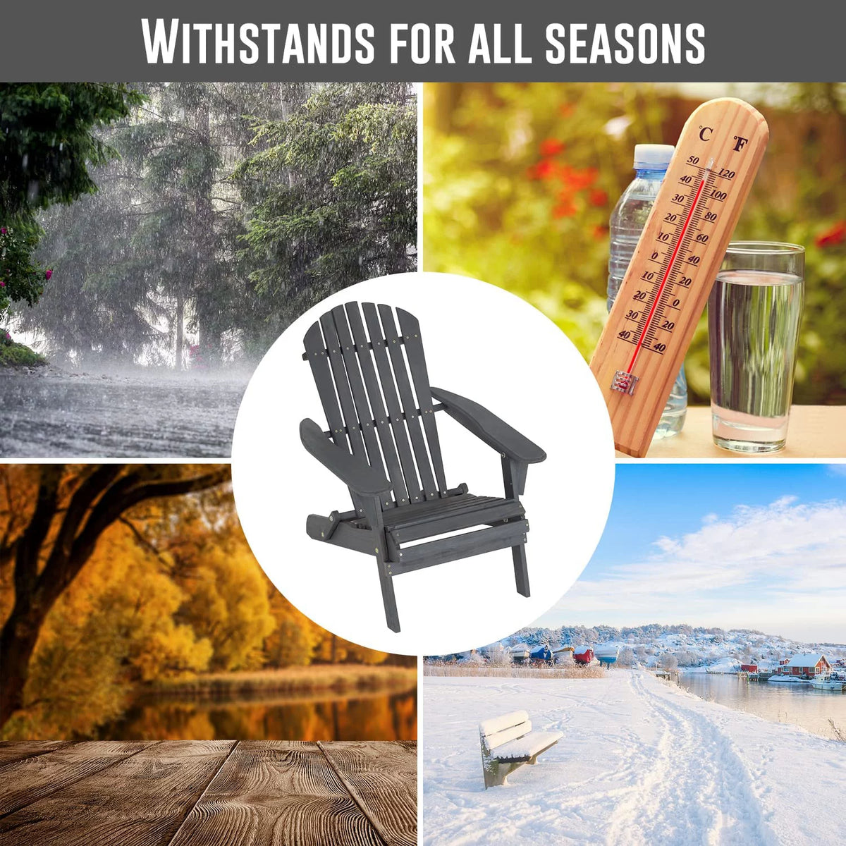 Folding Adirondack Chair Set of 2 Grey L21551