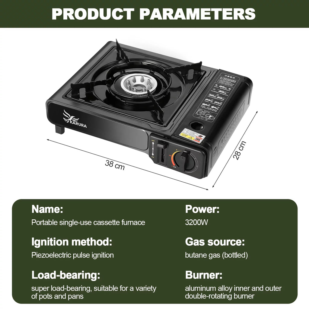 Portable Propane or Butane Camping Stove with Carrying Case H180