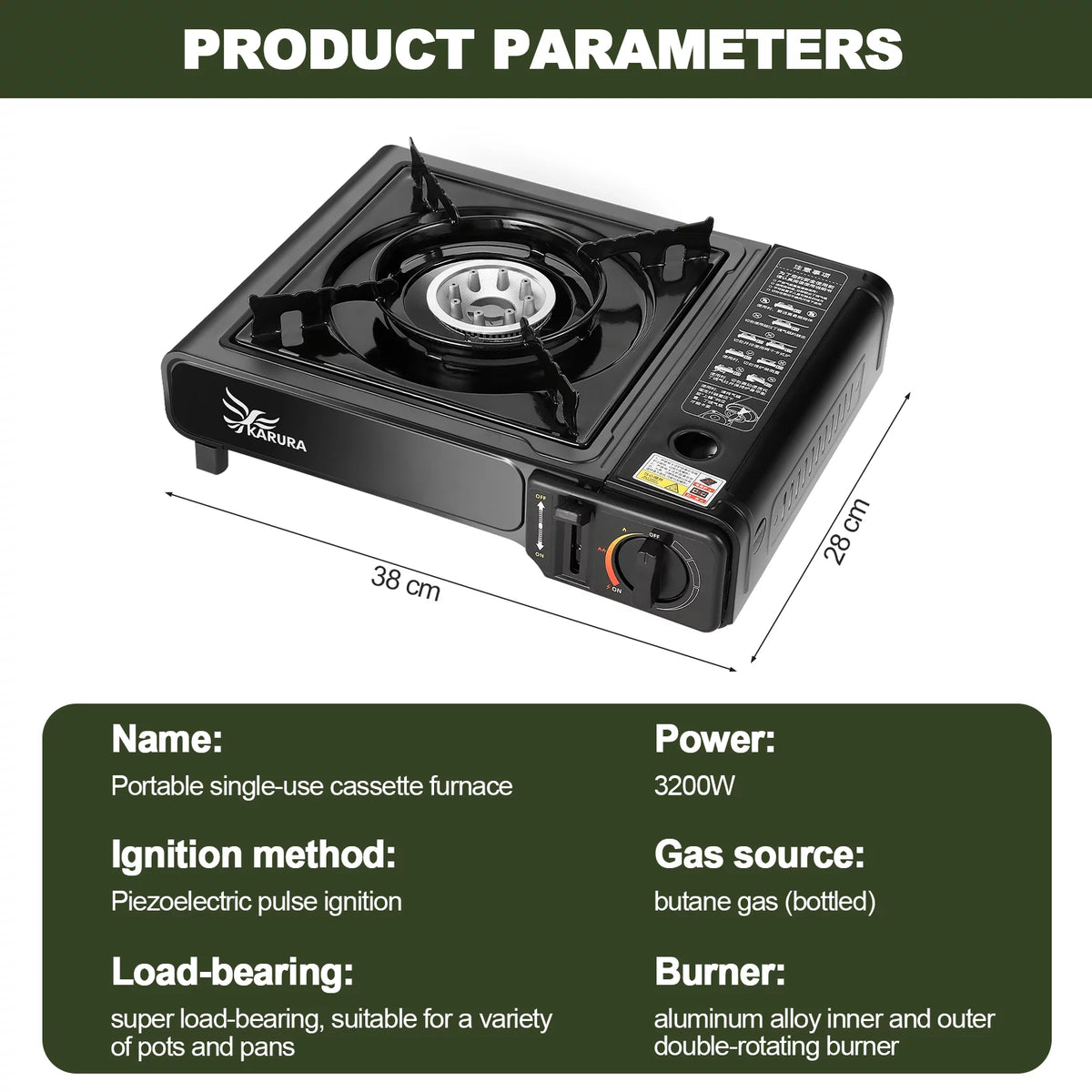 Portable Propane or Butane Camping Stove with Carrying Case H180