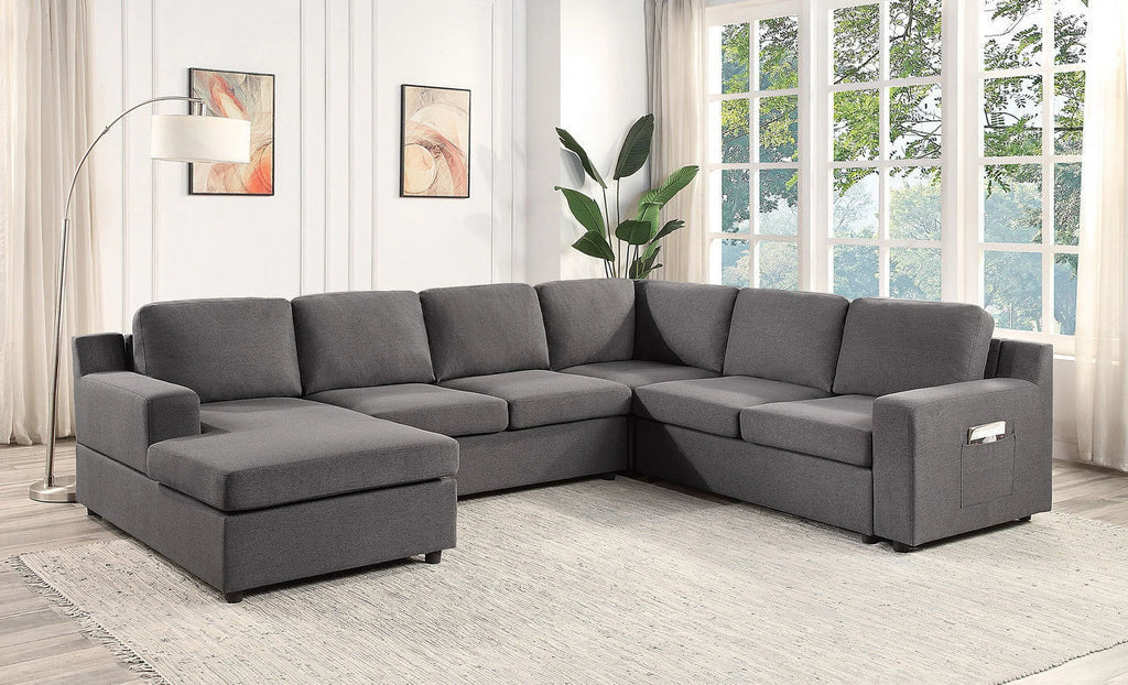 Linen U-Shape Sectional Sofa Chaise L746