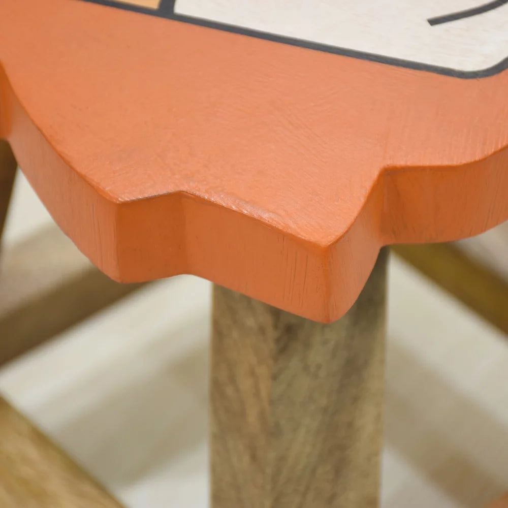 Handmade Mango Wood Orange Lion Shaped Stool P825736