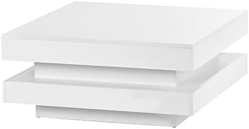 White Square Coffee Table with LED Lights J82003