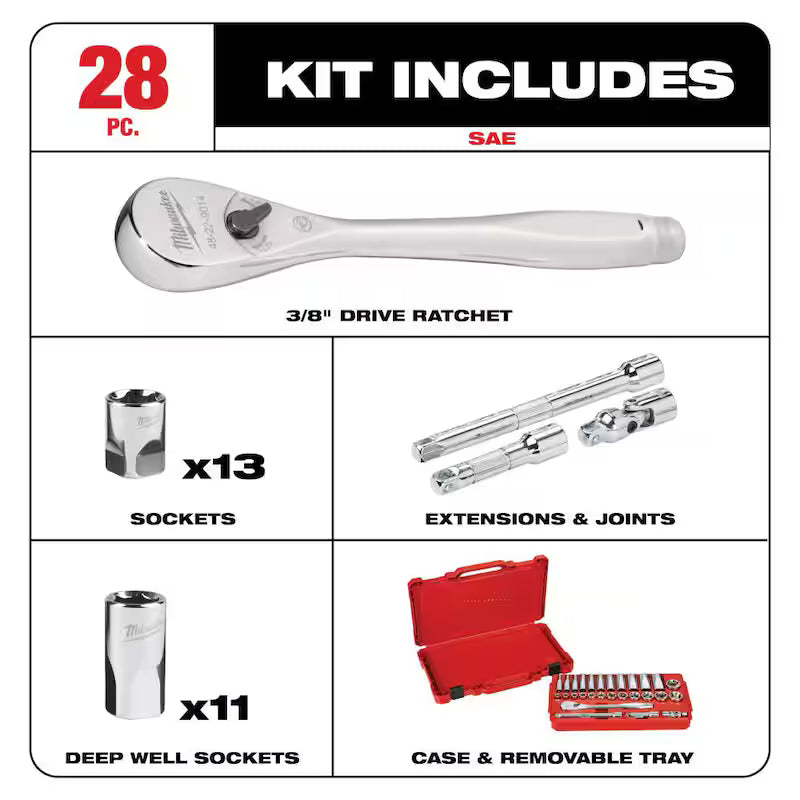 SAE/Metric Ratchet and Socket Mechanics Tool Set 60-Piece K385